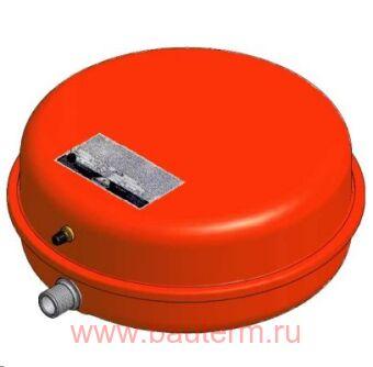 Бак мембранный OЕМ-PRO 10л плоский,круглый d=324 мм, h=140 мм, 3 бара, 3/4", -10 + 99С, Красный