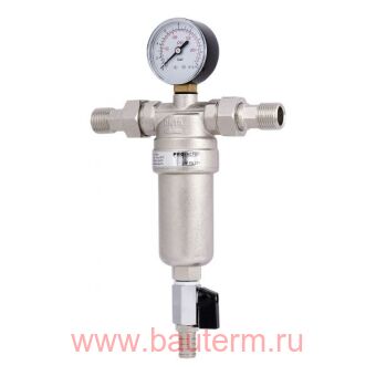 Фильтр промывной с манометром для холодной воды ProFactor 1/2" (1/20)