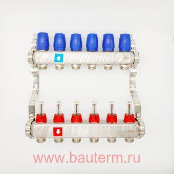 Коллектор FBH 63 для теплого пола и радиаторов с расходомерами,(5к-ров) HANSA