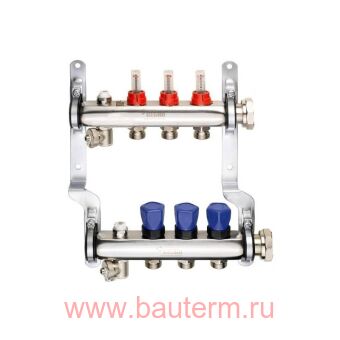 Коллектор HКV-D 03 V2A нерж с ротаметрами для теплых полов REHAU (ст.арт 240031)