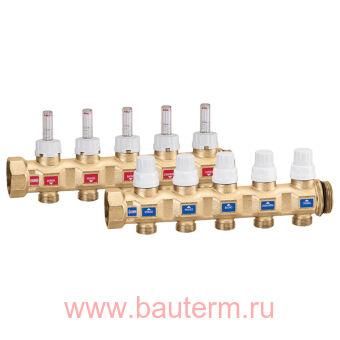 Коллектор (пара) 1 " с терморегулирующими вентилями и расходомерами 2х3/4", CALEFFI