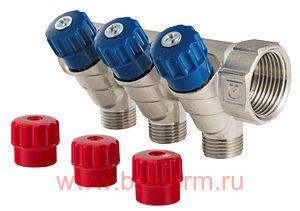 Коллектор регул.нар.резьба 2 вых.3/4"х1/2"с регул. вентилями VALTEC