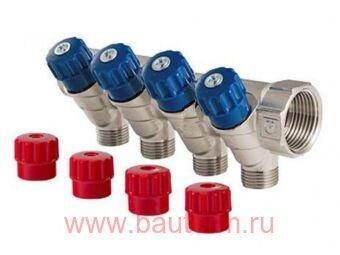 Коллектор регул.нар.резьба 4вых.3/4"х1/2"с регул. вентилями VALTEC