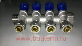 Коллектор с Вентилями и цангами ProFactor г/ш 3/4" х 16 (4) (1/18)