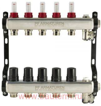 Коллекторный блок из нерж. стали с расходомерами ProFactor 1" х 3/4"ш (3) (1/5)