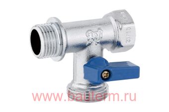 Кран шаровой Трёхходовой PF CHROME г/ш/ш 1/2" х 3/4" х 1/2" (10/100) для подключения сантех прибор