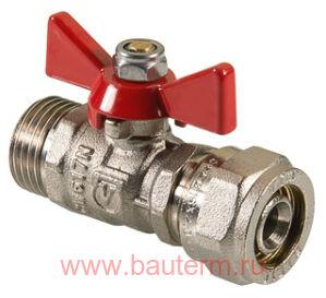 Кран шаровый под обжим наружная резьба 16х1/2 (бабочка), VALTEC