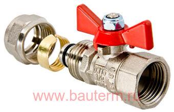 Кран шаровый под обжим внутренняя резьба 16х1/2" (бабочка), VALTEC