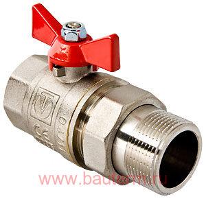 Кран шаровый со сгоном (с американкой) вн-нар 1/2" (бабочка), VALTEC