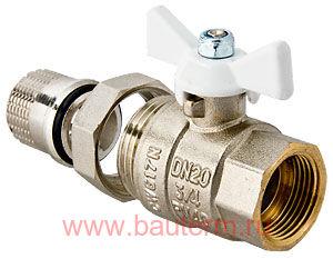 Кран шаровый со сгоном (с американкой) вн-нар 1/2" (белая бабочка), VALTEC