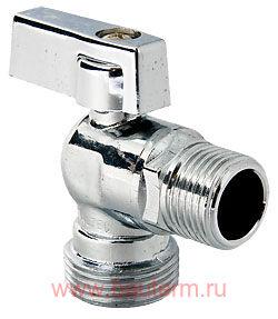 Кран шаровый угловой для подключения сантехприборов хром., НР-НР, 1/2"x1/2", VALTEC