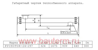Теплообменник трубчатый отопления 16,6 МВт 70/90С 750м3/ч 1,67м нерж РУСПОТОК