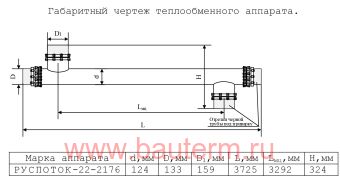 Теплообменник трубчатый отопления 480 кВт 60/80С 21.11м3/ч 3,72м нерж РУСПОТОК