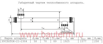 Теплообменник трубчатый ГВС 153 кВт 5/60С 2.41м3/ч 1,92м нерж РУСПОТОК