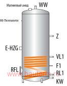 Bодонагреватель емкостный с 1т/о EBS-PU 150 л Huch EnTEC