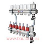 Коллекторная группа со встр. расх. в сборе, 1 1/4"х7 вых. Евроконус 3/4" VALTEC