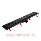 Душевой лоток 500мм MEDIUM BLACK EDITION, боковой слив D50 MIANO