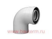 Коаксиальный отвод ППР для конденс котла 87грд Ду 60/100мм BAXI