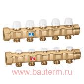 Коллектор (пара) 1 1/4" с терморегулирующими вентилями 4х3/5 Caleffi