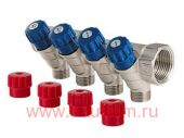 Коллектор регул.нар.резьба 4вых.3/4"х1/2"с регул. вентилями VALTEC