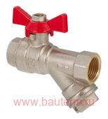 Кран шаровый с фильтром вн-вн 1/2" (бабочка), VALTEC